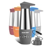 Spardar Car Kettle 12V, Temperature Controlled, Digital Screen, 348ml for Camping, Hot Water, and Cigarette Lighter (Gray)