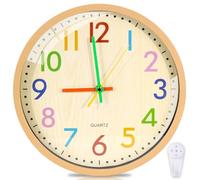 Spardar Wall Clock, 12 Inch Silent Quartz Wall Clock, Easy to Read Colorful Arabic Numbers, Suitable for Living Room, Dining Room, School Classroom(Yellow)