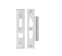 Spare Accessories Pack for UK Horizontal 3L Locks - Blank | Forend, Strike Plate & Fixing Screws | Lock Version (Satin Chrome)