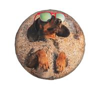 Spare Car Wheel Tire Cover, Cute Dachshund Dog Enjoy Holiday Print, Waterproof Dustproof Wheel Covers, For Suv, Rv, Trailer Tyre Bag 16 Inch