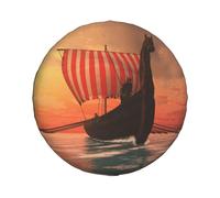 Spare Car Wheel Tire Cover, Viking Longship Sails Print, Waterproof Dustproof Wheel Covers, For Suv, Rv, Trailer Tyre Bag 14 Inch