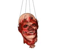 Spare no effort+ Halloween Zombie Head Decoration,Creepy Skinned Corpse Head with Chains,Realistic Haunted House Hanging Severed Head Decor (010), WSRJ010