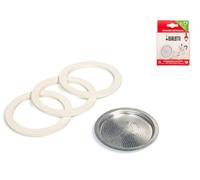 Spare Parts 3 Gaskets and 1 Filter Bialetti Moka for 6 Cups