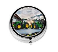 Spare Parts for Agricultural Machinery Print Mini Metal Pill Box 2.0x2.0x0.7 in Round Travel Medicine Pill Organizer Box for Purse Pocket