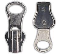 Spare Pullers for Chunky Type Zip Size #5 Slider Replacement Zipper Fastener Fixing (Silver Donut (2pc))