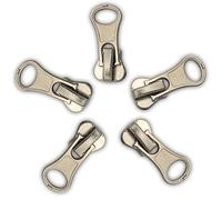 Spare Pullers for Chunky Type Zip Size #5 Slider Replacement Zipper Fastener Fixing (Silver Donut (5pc))