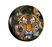 Spare Tire Cover 16 Inch, Waterproof Dust-Proof Universal Wheel Protectors Camouflage Tiger Camper Tire Cover Fit for Rv Trailer Truck SUV Travel Trailer Accessories