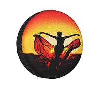 Spare Tire Cover A Beautiful Woman Dancing In The Sunset Against A Beautiful Background Wheel Protectors Weatherproof Wheel Covers Universal Fit for Trailer RV SUV Truck Camper Travel Accessories 15"