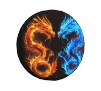 Spare Tire Cover A Blue And Orange Fire Dragon-C Spare Tire Protective Cover Windproof Waterproof Tires Covers For Trailer Automotive Accessories Suv,80-83cm