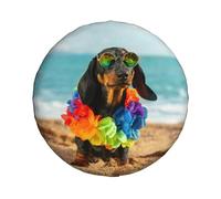 Spare Tire Cover, Adorable Dachshund Black Tan Dog Print, Waterproof Dustproof Wheel Covers, For Suv, Rv, Trailer Tyre Bag 15 Inch