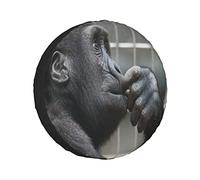 Spare Tire Cover Ape Thinking Wheel Protectors Weatherproof Wheel Covers Universal Fit for Trailer RV SUV Truck Camper Travel Vehicle Accessories 15 inch Wheel Diameter 27"-30"
