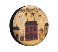 Spare Tire Cover Beige Brown House and Fruit Wheel Protectors Cover Weatherproof Wheel Covers Universal Fit for Trailer Rv SUV Truck Travel Car Camper Trailers Accessories 14 inch