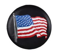 Spare Tire Cover, Black Wheel Cover with American US Flag PVC Leather Waterproof Dust-Proof Universal Fit for Jeep, Trailer, RV, SUV, Camper and Vehicle, Tyre Cover (15 Inch)