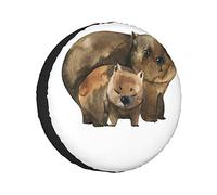 Spare Tire Cover Blue Australian Animals Watercolor Wildlife White Wombat Australia Day Colorful Wheel Protectors Weatherproof Wheel Covers Universal Fit for Trailer RV SUV Truck Camper Travel 16"