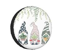 Spare Tire Cover Green Leaves Gnomes Hold Tropical Cactus Succulent Watercolor Plant Botanical Floral Wheel Protectors Weatherproof Wheel Covers Universal Fit for Trailer RV SUV Camper Travel 14"