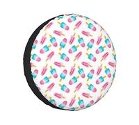 Spare Tire Cover Ice Cream Grunge Cupcakes With Murky Heart Love Romance Illustration Wheel Protectors Weatherproof Wheel Covers Universal Fit for Trailer RV SUV Truck Camper Travel Accessories 17"