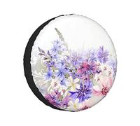 Spare Tire Cover Lavender Pastel Cornflowers Bridal Classic Gentle Floral Wedding Design Print Wheel Protectors Weatherproof Wheel Covers Universal Fit for Trailer RV SUV Truck Camper Travel 15"