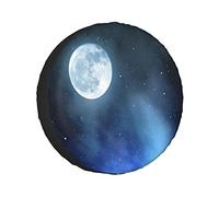 Spare Tire Cover Night Sky With Stars Full Moon Universe Space Heavenly Bodies Romantic Evening Wheel Protectors Weatherproof Wheel Covers Universal Fit for Trailer RV SUV Truck Camper Travel 15"