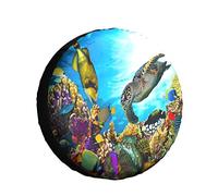 Spare Tire Cover Ocean Nautical Hawaii Beach Sea Turtle Colored Fish Wheel Protectors Waterproof Universal Tire Covers for FJ,Trailer,RV,SUV,Truck 14 inch