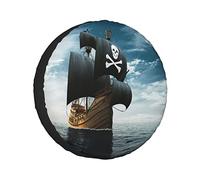 Spare Tire Cover Pirate Ship On The High Seas Wheel Protectors Weatherproof Covers Universal Fit for Trailer RV