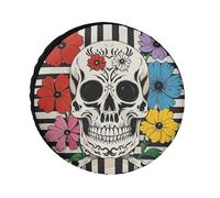 Spare Tire Cover Skeleton Flower White Black Wheel Protector Oxford 36 Inch Travel Accessories Waterproof Dustproof Tire Covers
