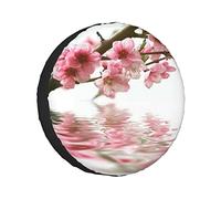 Spare Tire Cover Spring Floral Flower Pink Peach Japanese Cherry Blossom Reflected In The Water Wheel Protectors Weatherproof Wheel Covers Universal Fit for Trailer RV SUV Truck Camper Travel 15"