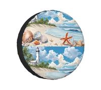 Spare Tire Cover Starfish Lighthouse Beach Protection Durable Wheel Protection Cover Waterproof Spare Tires Covers For Caravan Travel Trailer Suv 16 inch