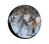 Spare Tire Cover, Three Wolves Marching Together Waterproof Dustproof Wheel Covers Spare Tyre Bag 16 Inch
