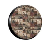 Spare Tire Cover Universal Waterproof Wheel Protection Cover Rustic Lodge Bear Moose Tire Covers Dust-proof Tire Case Spare Tire Storage Bags for Car Trailer RV UV SUV Vehicle Truck 16 inch