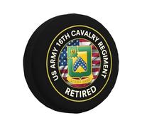 Spare Tire Cover Us Retired 16Th Cavalry Regiment Car Tire Cover Outdoor Wheatherproof Soft Case Covers, For Suv, Camper, Travel Trailer, 16in