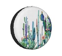 Spare Tire Cover Watercolor Tropical Cactus Succulent Wheel Protectors Weatherproof Wheel Covers Universal Fit for Trailer RV SUV Truck Camper Travel Vehicle Accessories 15 inch