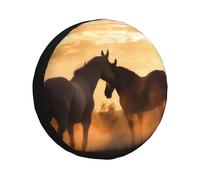 Spare Tire Cover Waterproof Anti-UV Spare Wheel Cover Horses in Love Tire Cover with Drawstring Tough Tires Protector Cover for Truck SUV Trailer Camper RV Car 17 inch