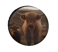 Spare Tire Cover Waterproof Wheel Protectors Cattle on The Highlands Wheel Covers Dust-Proof Spare Tire Wheels Cover Universal Wheels Tire Covers for Trailer RV SUV Truck Camper Travel 30inch