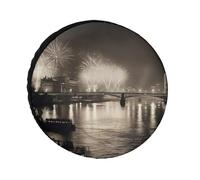 Spare Tire Cover Waterproof Wheel Protectors Fireworks over The City Wheel Covers Dust-Proof Spare Tire Wheels Cover Universal Wheels Tire Covers for Trailer RV SUV Truck Camper Travel 36inch