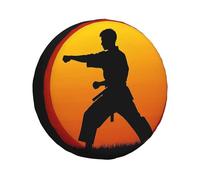 Spare Tire Cover Waterproof Wheel Protectors Sun Karate Silhouette Wheel Covers Dust-Proof Spare Tire Wheel Cover Universal Wheel Tire Cover Fit for Trailer RV SUV Truck Camper Travel 16 inch