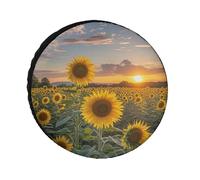 Spare Tire Cover Waterproof Wheel Protectors Sunflower Field Sunset Wheel Covers Dust-Proof Spare Tire Wheels Cover Universal Wheels Tire Covers for Trailer RV SUV Truck Camper Travel 24inch