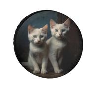 Spare Tire Cover Waterproof Wheel Protectors Two Cats on The Table Wheel Covers Dust-Proof Spare Tire Wheels Cover Universal Wheels Tire Covers for Trailer RV SUV Truck Camper Travel 34inch