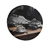 Spare Tire Cover Waterproof Wheel Protectors Two Cups of Coffee Wheel Covers Dust-Proof Spare Tire Wheels Cover Universal Wheels Tire Covers for Trailer RV SUV Truck Camper Travel 28inch