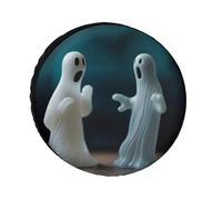 Spare Tire Cover Waterproof Wheel Protectors Two Ghost Statues Wheel Covers Dust-Proof Spare Tire Wheels Cover Universal Wheels Tire Covers for Trailer RV SUV Truck Camper Travel 34inch