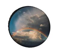 Spare Tire Cover Waterproof Wheel Protectors White Clouds And Rainbow Wheel Covers Dust-Proof Spare Tire Wheels Cover Universal Wheels Tire Covers for Trailer RV SUV Truck Camper Travel 24inch