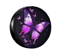Spare Tire Cover Weatherproof Wheel Tire Covers Butterfly Purple Wheel Protectors Waterproof Dust-Proof Tire Protector Camper Tire Covers Universal Fit for Car SUV Truck 15 inch