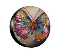 Spare Tire Cover Weatherproof Wheel Tire Covers Embroidery Butterfly Wheel Protectors Waterproof Dust-Proof Tire Protector Camper Tire Covers Universal Fit for Car SUV Truck 14 inch