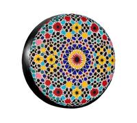 Spare Tire Cover Weatherproof Wheel Tire Covers Moroccan Color Wheel Protectors Waterproof Dust-Proof Tire Protector Camper Tire Covers Universal Fit for Car SUV Truck 15 inch