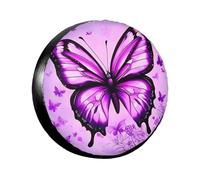 Spare Tire Cover Weatherproof Wheel Tire Covers Purple Butterfly Wheel Protectors Waterproof Dust-Proof Tire Protector Camper Tire Covers Universal Fit for Car SUV Truck 15 inch