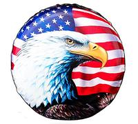 Spare Tire Cover, Wheel Cover with American Flag Eagle PVC Leather Waterproof Dust-Proof Universal Fit for Jeep, Trailer, RV, SUV, Camper and Vehicle (14 Inch)