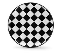 Spare Tire Cover Wheel Protectors, Black And White Abstract Checkered Diamond Waterproof Dustproof Wheel Cover Universal Fit for Jeep Trailer RV SUV Camper Vehicle 15 Inch