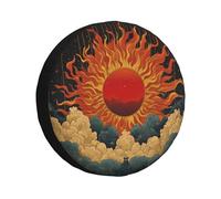Spare Tire Cover Wheel Tire Covers, Stylized Sun Flames Waterproof Dust-Proof Tire Covers Protector Universal Fit for Trailer RV SUV Truck Camper 16inch