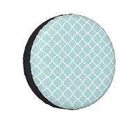 Spare Tire Cover White Blue Square Stripes Wheel Protectors Weatherproof Wheel Covers Universal Fit for Trailer RV SUV Truck Camper Travel Vehicle Accessories 16 inch Wheel Diameter 30"-32"