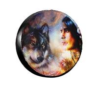 Spare Tire Cover, Young Indian Warrior Waterproof Dustproof Wheel Covers Spare Tyre Bag 14 Inch
