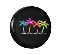 Spare Tire Protective Cover Tropical Palm Trees In Simple Beach Spare Tire Cover Tough Dustproof Wheel Covers For Car Truck Motorhome,80-83cm